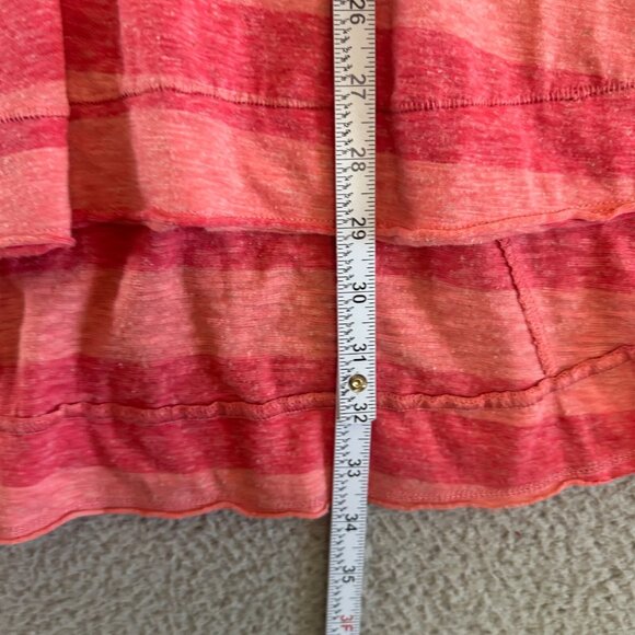 Free People Trapeze Top Pink Striped Oversized ¾ Sleeve Tunic High Low Hem - Picture 14 of 16